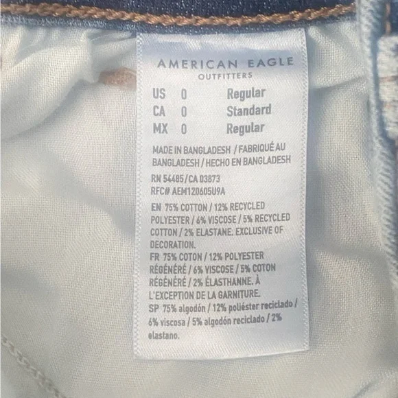 American Eagle Low Rise Bootcut Ripped Blue Jeans Size 0 - Picture 8 of 15